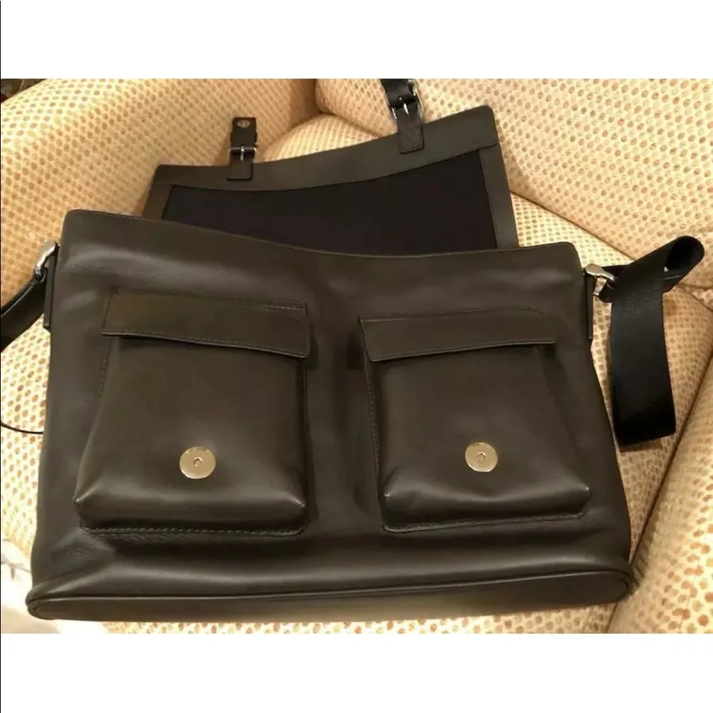 Michael Kors Men's Collection Kennedy Brown leather Messenger briefcase bag